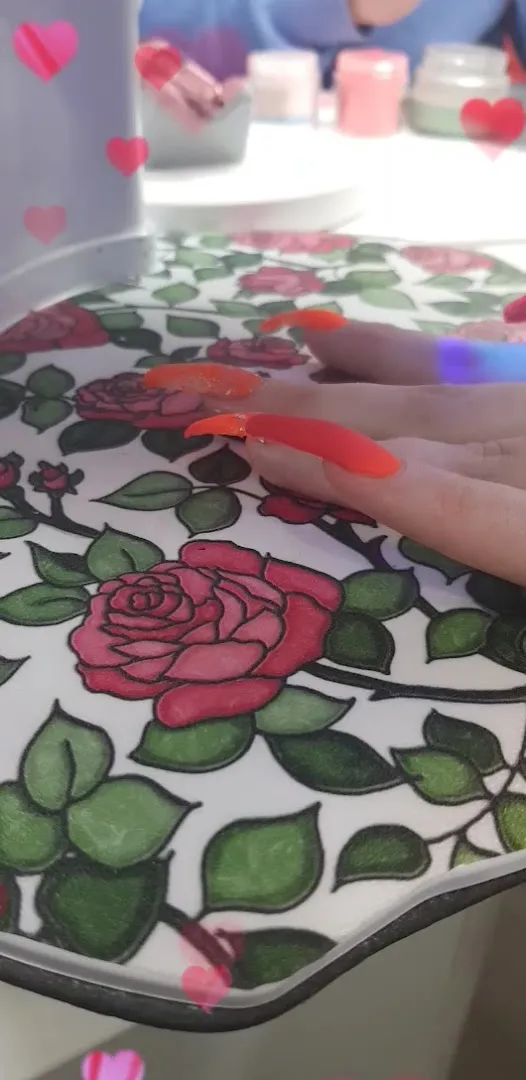 Vivid long orange acrylic extensions